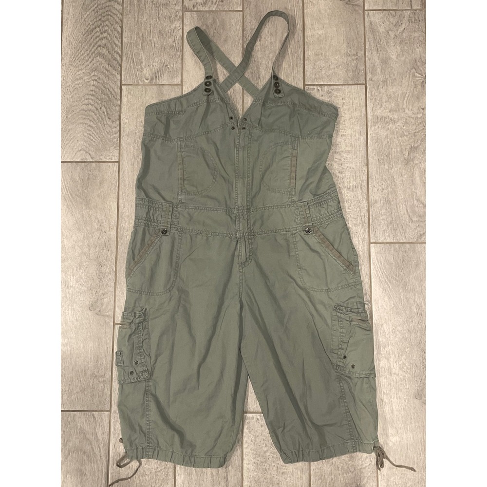 No Boundaries Olive Green‎ Cargo Overall Romper Utility Jumpsuit Juniors 19